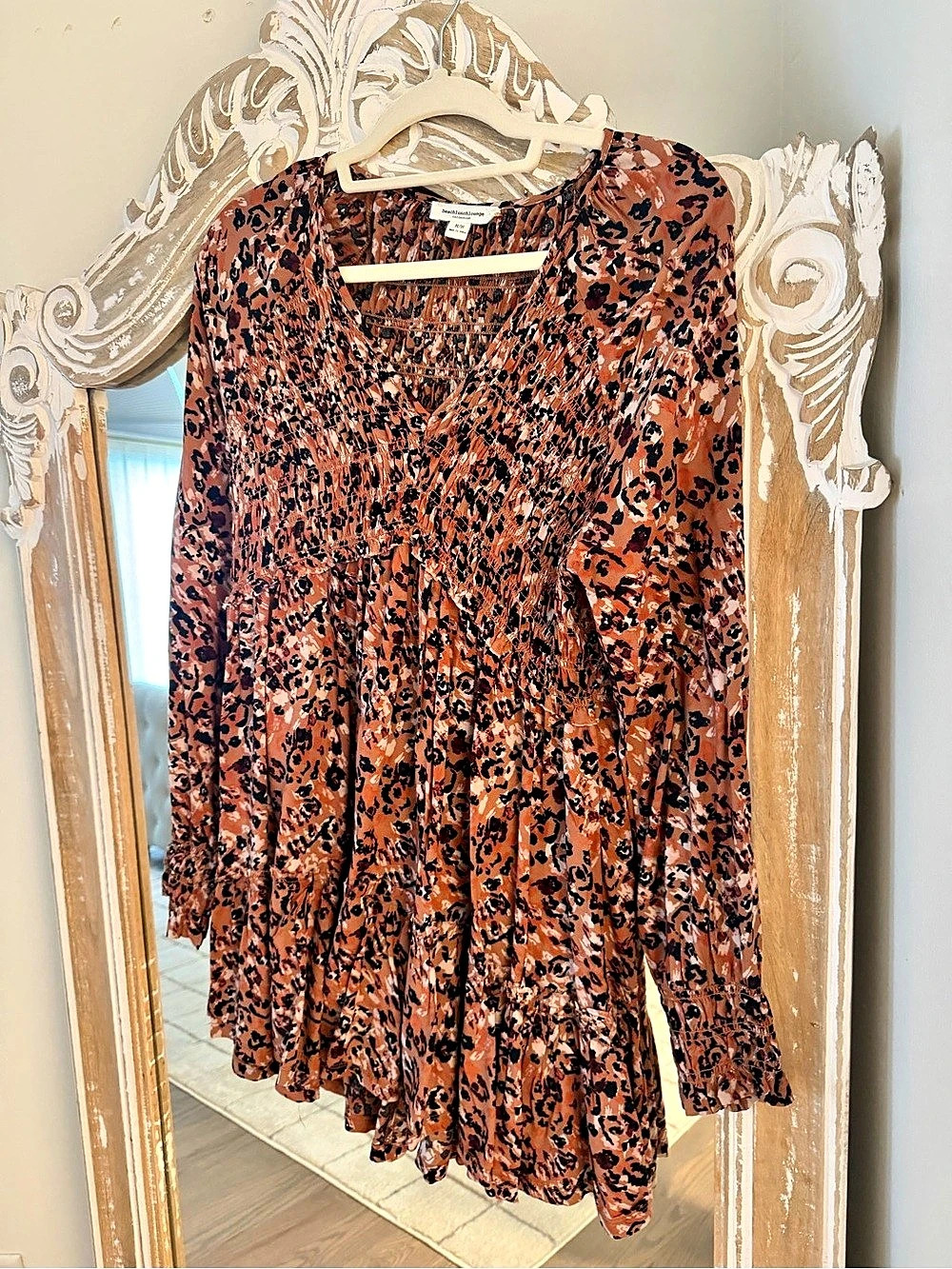 beachlunchlounge Leopard Print Mini Dress Size Medium Like New tunic dress fall